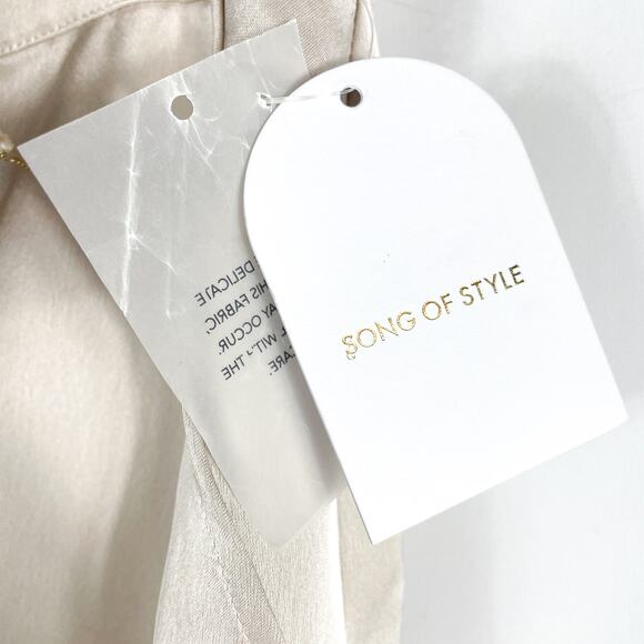 Song of Style Ayah Cargo Trousers Champagne Tan Pants‎ Satin Straight Leg Sz S - Picture 12 of 16